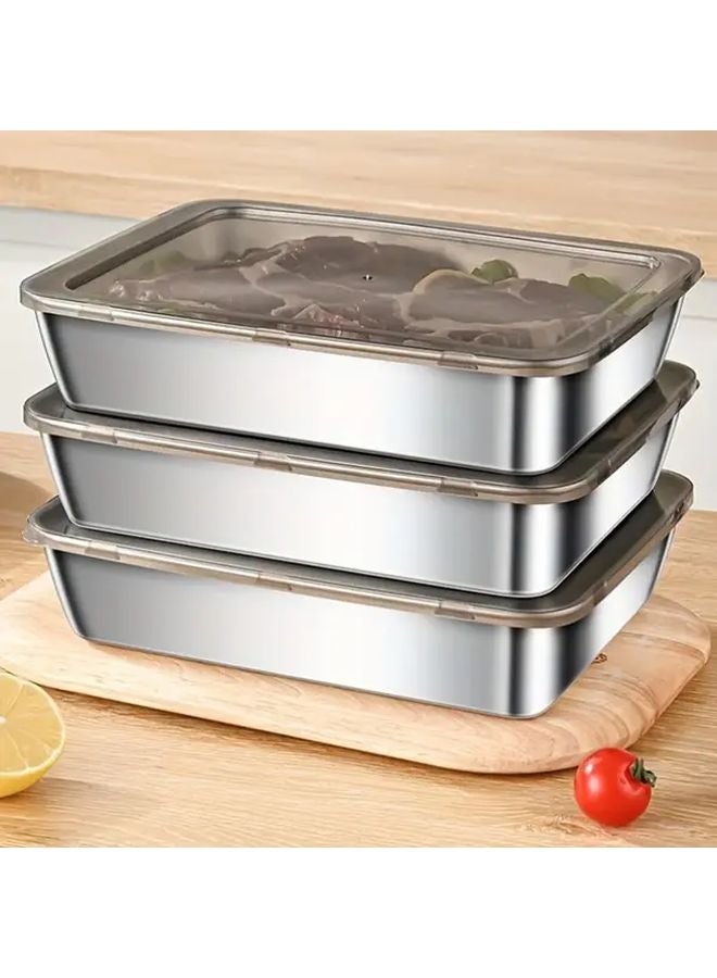 2 Sets Stainless Steel Food Storage Containers Leak Proof Microwave Freezer Safe - Image 2